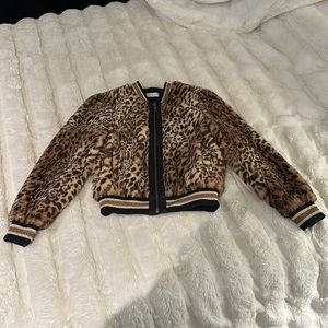 Bailey 44 Eliza Leopard Print Faux Fur Bomber Jacket, XS